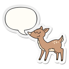 cartoon deer and speech bubble sticker
