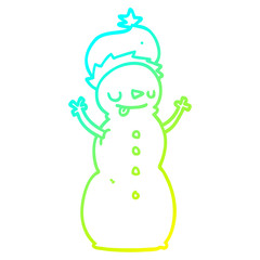 cold gradient line drawing cartoon christmas snowman