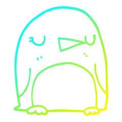 cold gradient line drawing cartoon penguin