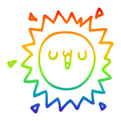 rainbow gradient line drawing cartoon sun