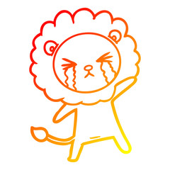 warm gradient line drawing cartoon crying lion