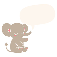 cartoon elephant and speech bubble in retro style
