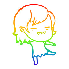 rainbow gradient line drawing cartoon undead vampire girl