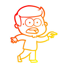warm gradient line drawing cartoon shocked man
