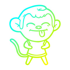 cold gradient line drawing funny cartoon monkey