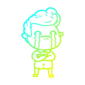 recommend clip art: cold gradient line drawing cartoon man crying