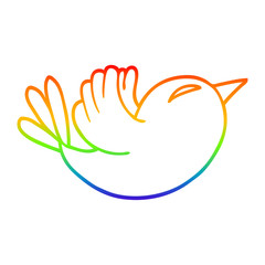rainbow gradient line drawing cartoon bluebird