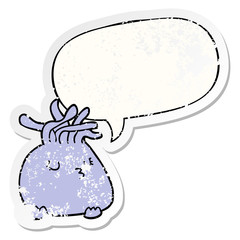 cartoon sea anemone and speech bubble distressed sticker