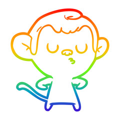 rainbow gradient line drawing cartoon monkey