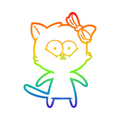rainbow gradient line drawing cartoon cat
