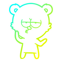 cold gradient line drawing bored bear cartoon