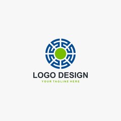 Circle technology logo element icon design, abstract labyrinth illustration design. Tech logo for business company.