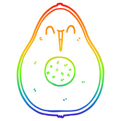 rainbow gradient line drawing cartoon happy avocado