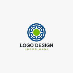 Circle technology logo element icon design, abstract labyrinth illustration design. Tech logo for business company.