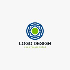 Circle technology logo element icon design, abstract labyrinth illustration design. Tech logo for business company.