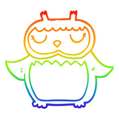 rainbow gradient line drawing cartoon owl