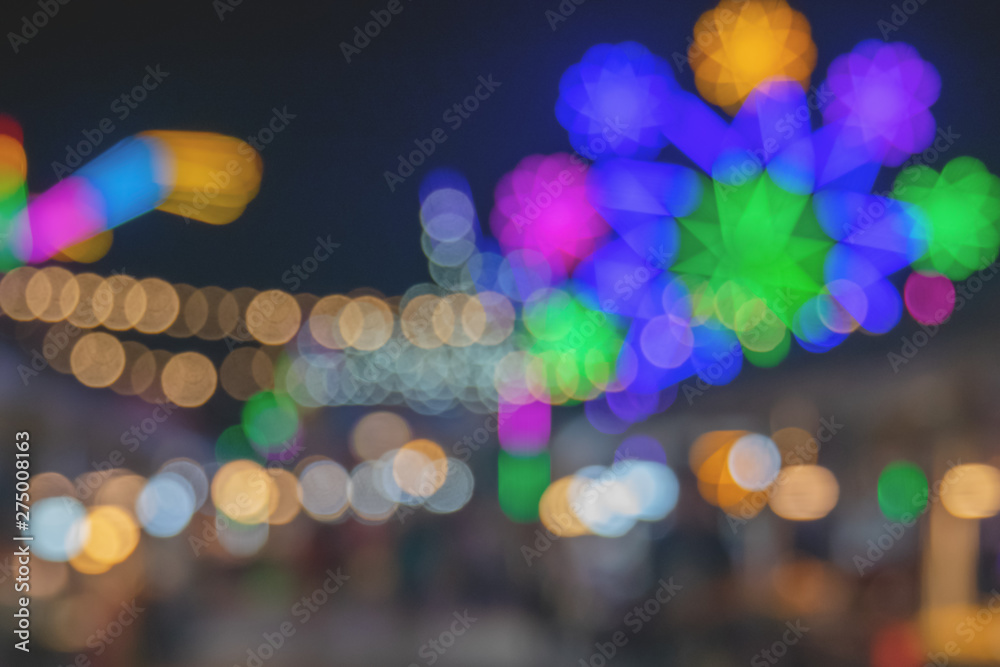 Aufkleber miaohui or local temple fair lights bokeh abstract background - night time city with colorful light 