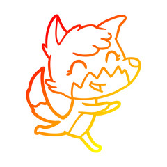 warm gradient line drawing happy cartoon fox