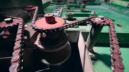 Circuits and gears of an industrial machine are moving