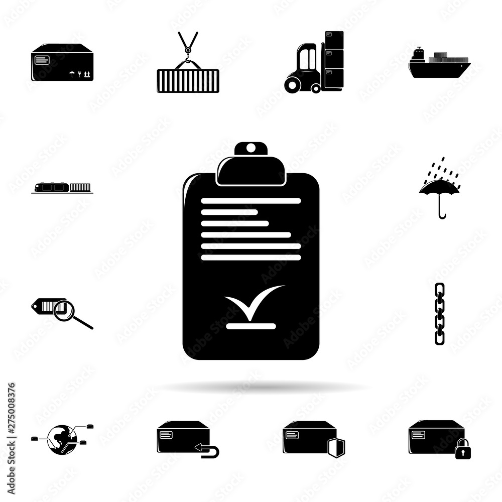 Poster checklist icon. universal set of logistic for website design and development, app development
