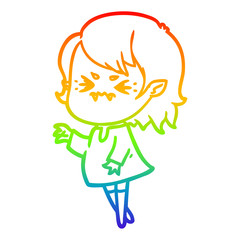 rainbow gradient line drawing annoyed cartoon vampire girl