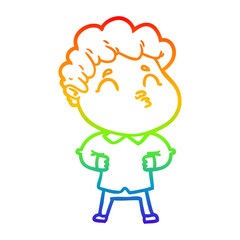 rainbow gradient line drawing cartoon man pouting