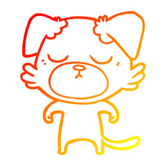 warm gradient line drawing cute cartoon dog