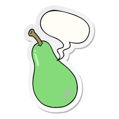 cartoon pear and speech bubble sticker