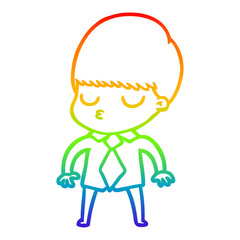 Obraz premium rainbow gradient line drawing cartoon calm boy