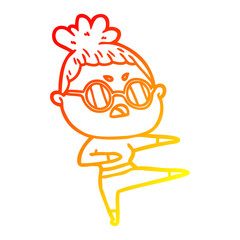 Obraz premium warm gradient line drawing cartoon annoyed woman