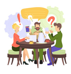 Creative people vector man woman character working together at office teamworking illustration set of teamwork ideas brainstorming team creating project design on meeting isolated on white background