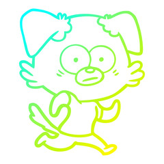 cold gradient line drawing nervous dog cartoon