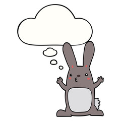 cartoon rabbit and thought bubble
