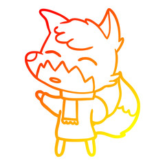 warm gradient line drawing cartoon fox