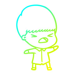 cold gradient line drawing cartoon stressed man