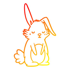 warm gradient line drawing cartoon sleepy rabbit