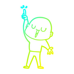 cold gradient line drawing happy cartoon bald man