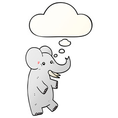 cartoon elephant and thought bubble in smooth gradient style