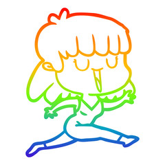 rainbow gradient line drawing cartoon woman