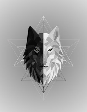 Abstract polygonal wolf head design