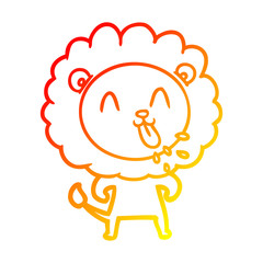 warm gradient line drawing happy cartoon lion