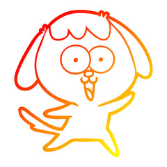 warm gradient line drawing cute cartoon dog