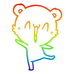 rainbow gradient line drawing happy bear cartoon