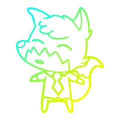 cold gradient line drawing cartoon fox