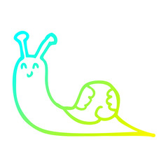 cold gradient line drawing cute cartoon snail