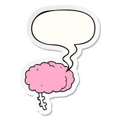 cartoon brain and speech bubble sticker