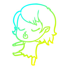 cold gradient line drawing cute cartoon vampire girl