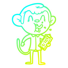 cold gradient line drawing crazy cartoon monkey manager