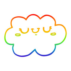 rainbow gradient line drawing cute cartoon cloud