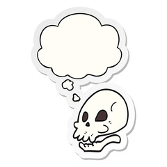 cartoon skull and thought bubble as a printed sticker